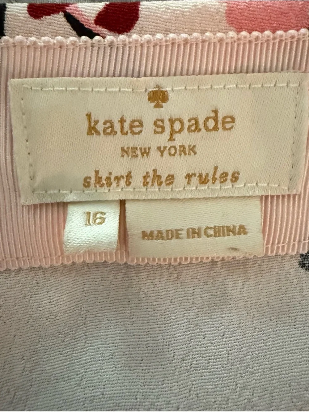 Kate Spade New York Floral A-Line Skirt Pink Black White Size 16